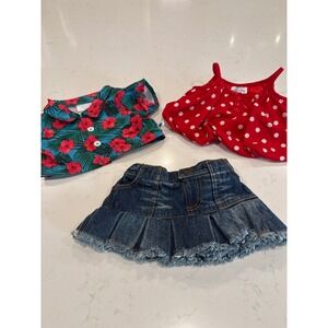 Build-A-Bear Workshop Clothes Lot Hawaiian Shirt Polka Dot Top Denim Skirt 3pc